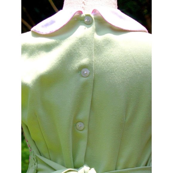 Anavini Spring Green Smocked Dress Easter Flower Tulips Summer Party Special - Picture 7 of 9